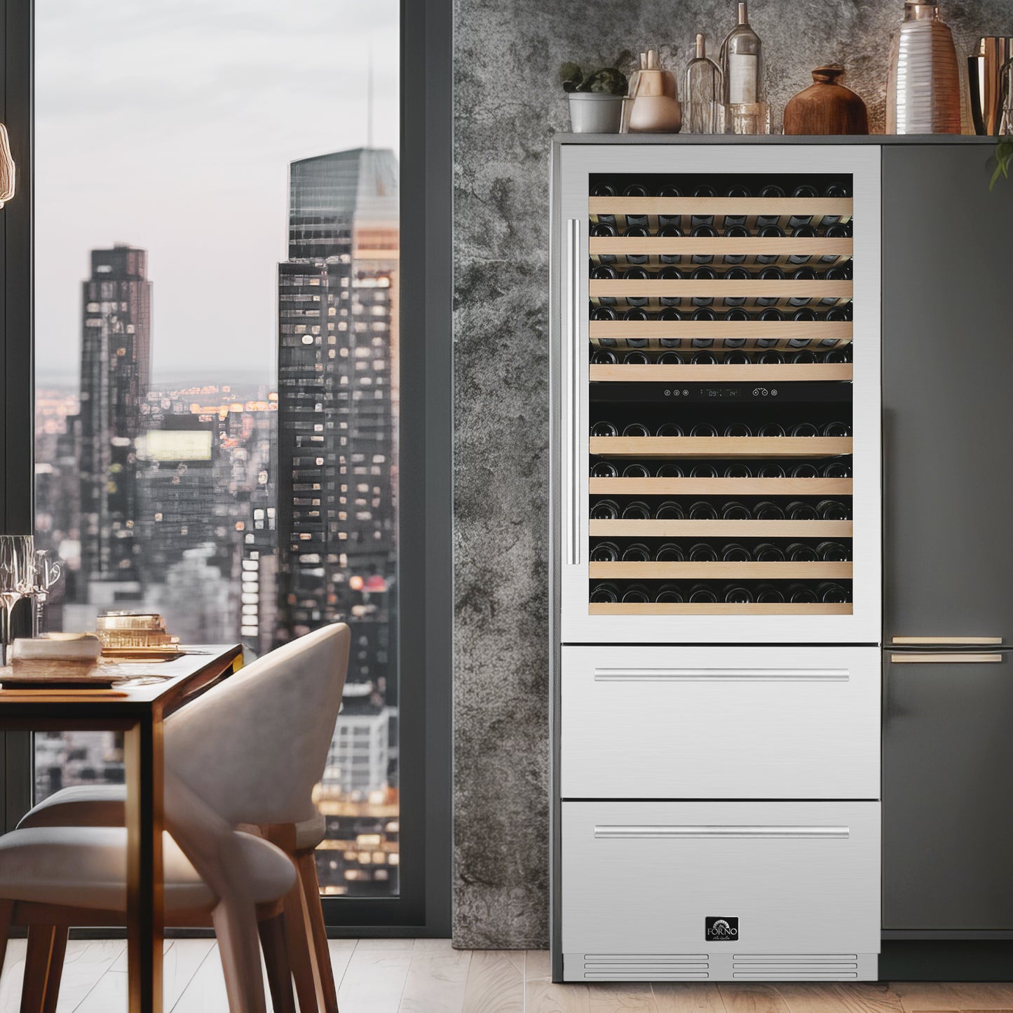 Forno Celano 30-Inch Dual Zone Wine Cooler and Beverage Cooler, 21.3 cu.ft, Stainless Steel - Forno Appliances