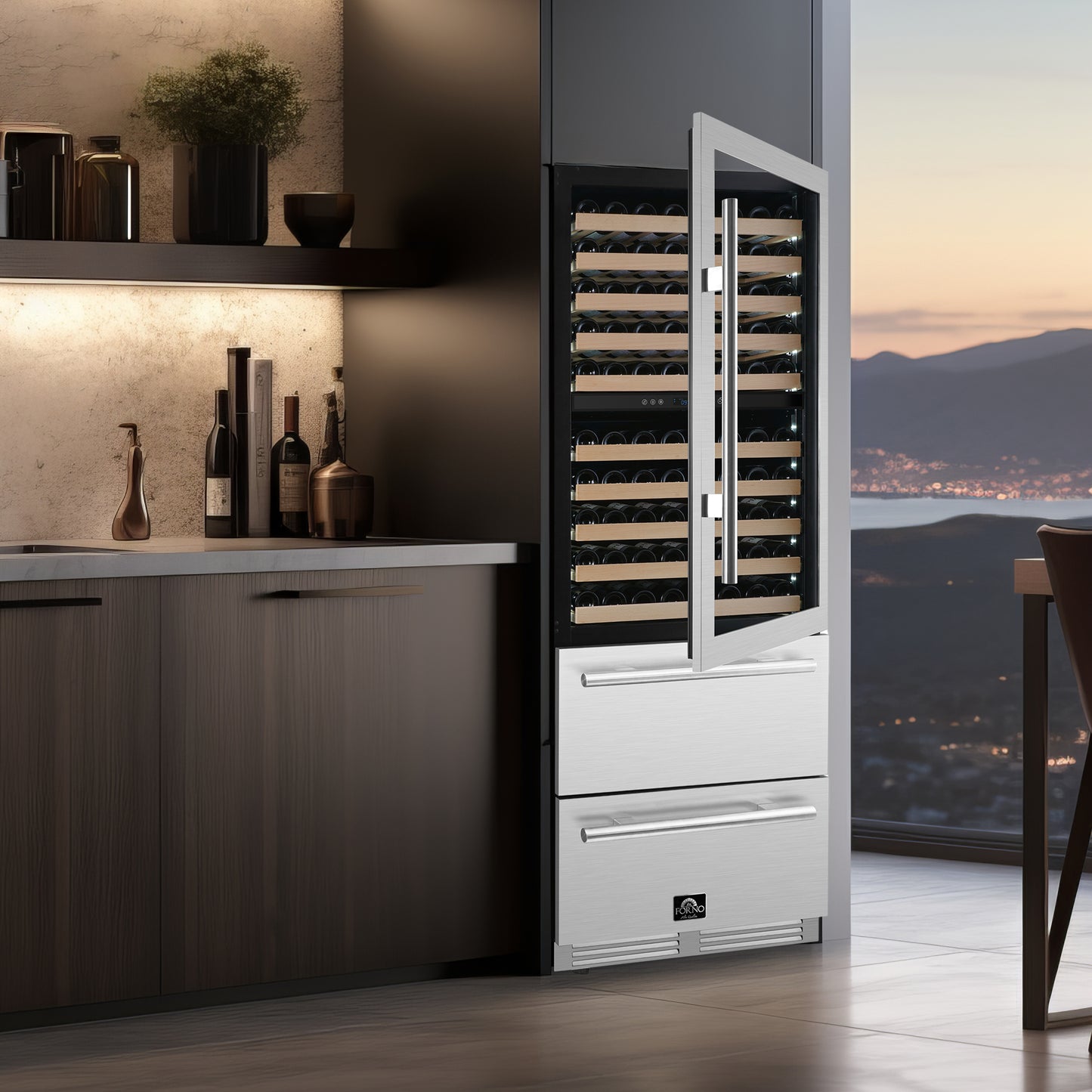 Forno Celano 30-Inch Dual Zone Wine Cooler and Beverage Cooler, 21.3 cu.ft, Stainless Steel - Forno Appliances