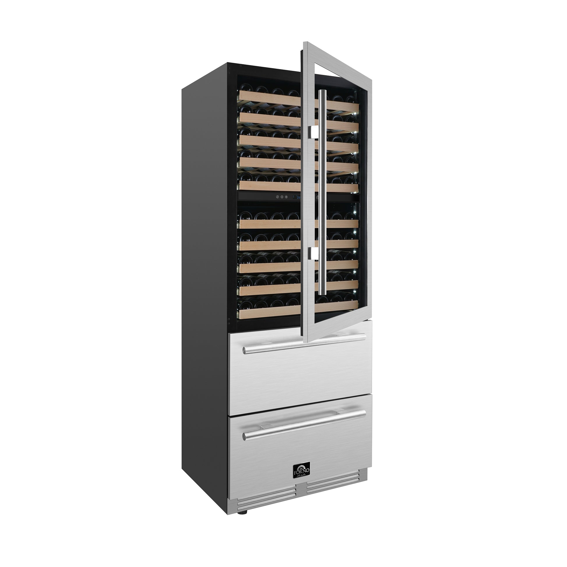 Forno Celano 30-Inch Dual Zone Wine Cooler and Beverage Cooler, 21.3 cu.ft, Stainless Steel - Forno Appliances