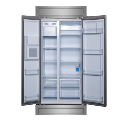 Forno Salerno 40-Inch Built-In Stainless Steel Refrigerator, 20 cu.ft, Modern Decorative Grill, ENERGY STAR Certified - Forno Appliances