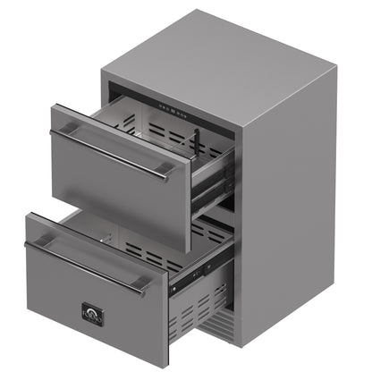 Forno Como 24-Inch Indoor Outdoor Drawer Refrigerator, 4.87 cu.ft, Stainless Steel Interior, Adjustable Shelves, LED Lighting - Forno Appliances