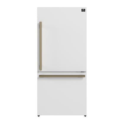 Forno Milano 2-Piece 62-Inch Freestanding Dual Bottom Freezer Refrigerator, White – 34.4 cu.ft, Touch Control, Ice Maker - Forno Appliances