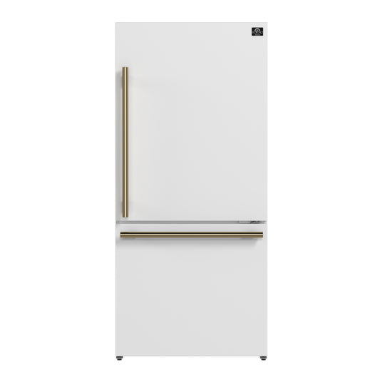 Forno Milano 2-Piece 62-Inch Freestanding Dual Bottom Freezer Refrigerator, White – 34.4 cu.ft, Touch Control, Ice Maker - Forno Appliances