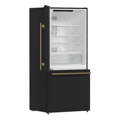 Forno Milano 2-Piece 62-Inch Freestanding Dual Bottom Freezer Refrigerator in Black – 34.4 cu.ft, Touch Control, Ice Maker - Forno Appliances