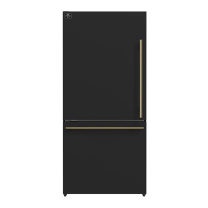 Forno Milano 2-Piece 62-Inch Freestanding Dual Bottom Freezer Refrigerator in Black – 34.4 cu.ft, Touch Control, Ice Maker - Forno Appliances