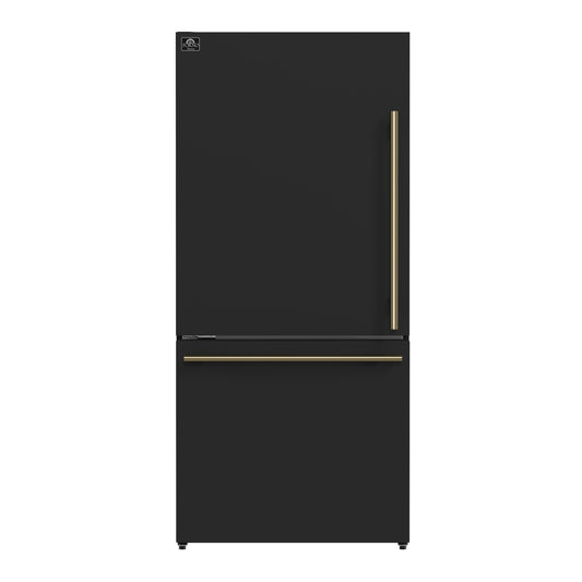 Forno Milano 2-Piece 62-Inch Freestanding Dual Bottom Freezer Refrigerator in Black – 34.4 cu.ft, Touch Control, Ice Maker - Forno Appliances