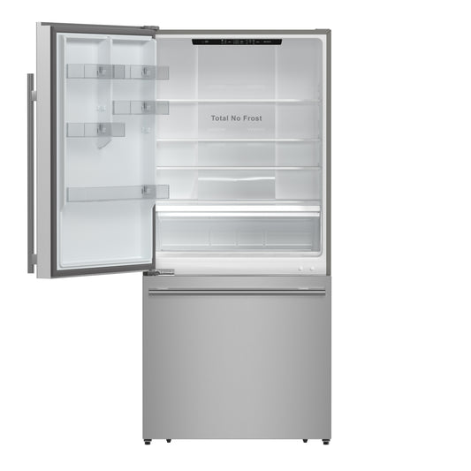 Forno Milano Espresso 31-Inch Stainless Steel Bottom Freezer Refrigerator, 17.2 cu.ft., Built-In Ice Maker, ENERGY STAR - Forno Appliances