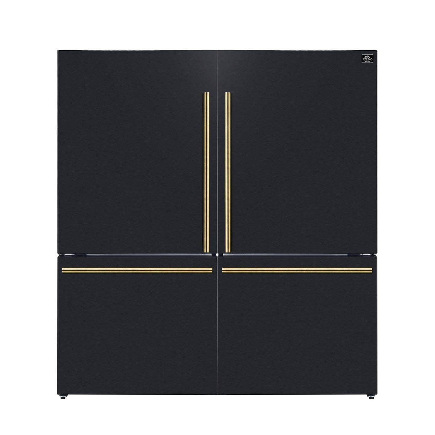 Forno Milano 2-Piece 62-Inch Freestanding Dual Bottom Freezer Refrigerator in Black – 34.4 cu.ft, Touch Control, Ice Maker - Forno Appliances