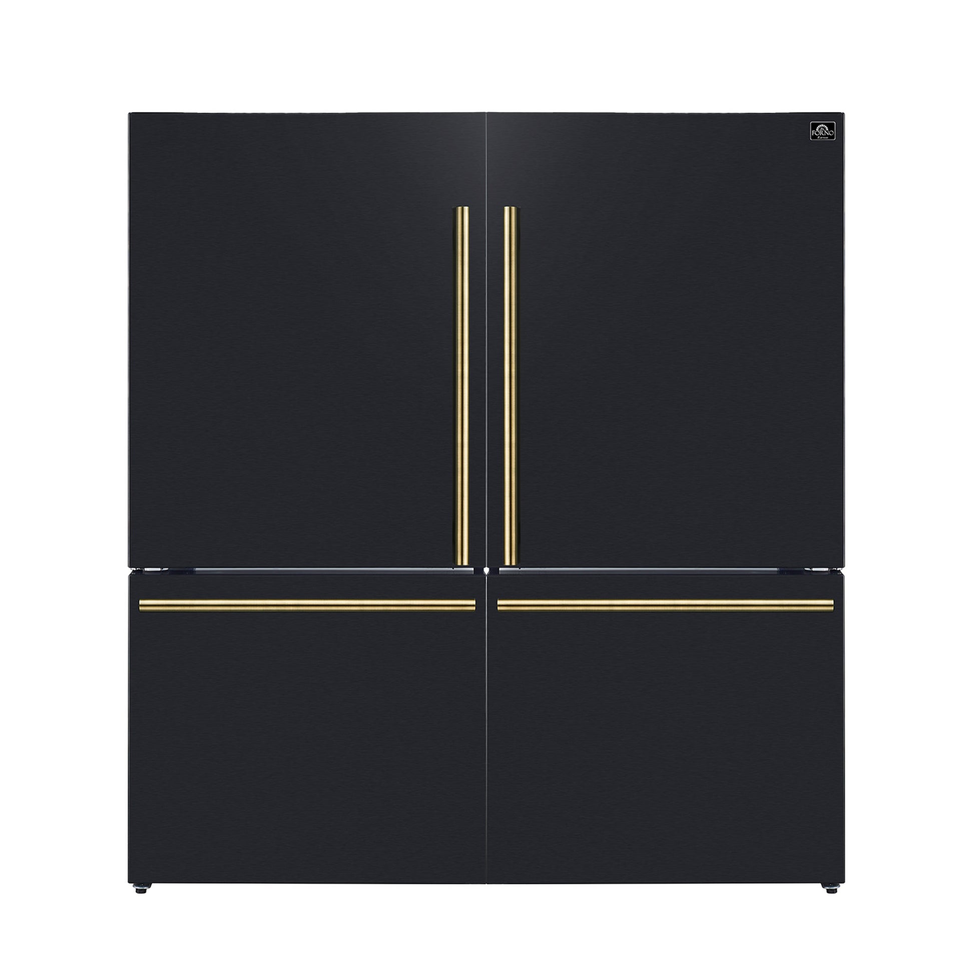 Forno Milano 2-Piece 62-Inch Freestanding Dual Bottom Freezer Refrigerator in Black – 34.4 cu.ft, Touch Control, Ice Maker - Forno Appliances