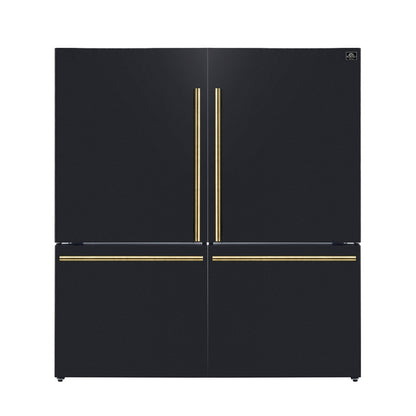 Forno Milano 2-Piece 62-Inch Freestanding Dual Bottom Freezer Refrigerator in Black – 34.4 cu.ft, Touch Control, Ice Maker - Forno Appliances