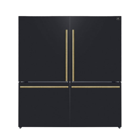 Forno Milano 2-Piece 62-Inch Freestanding Dual Bottom Freezer Refrigerator in Black – 34.4 cu.ft, Touch Control, Ice Maker - Forno Appliances