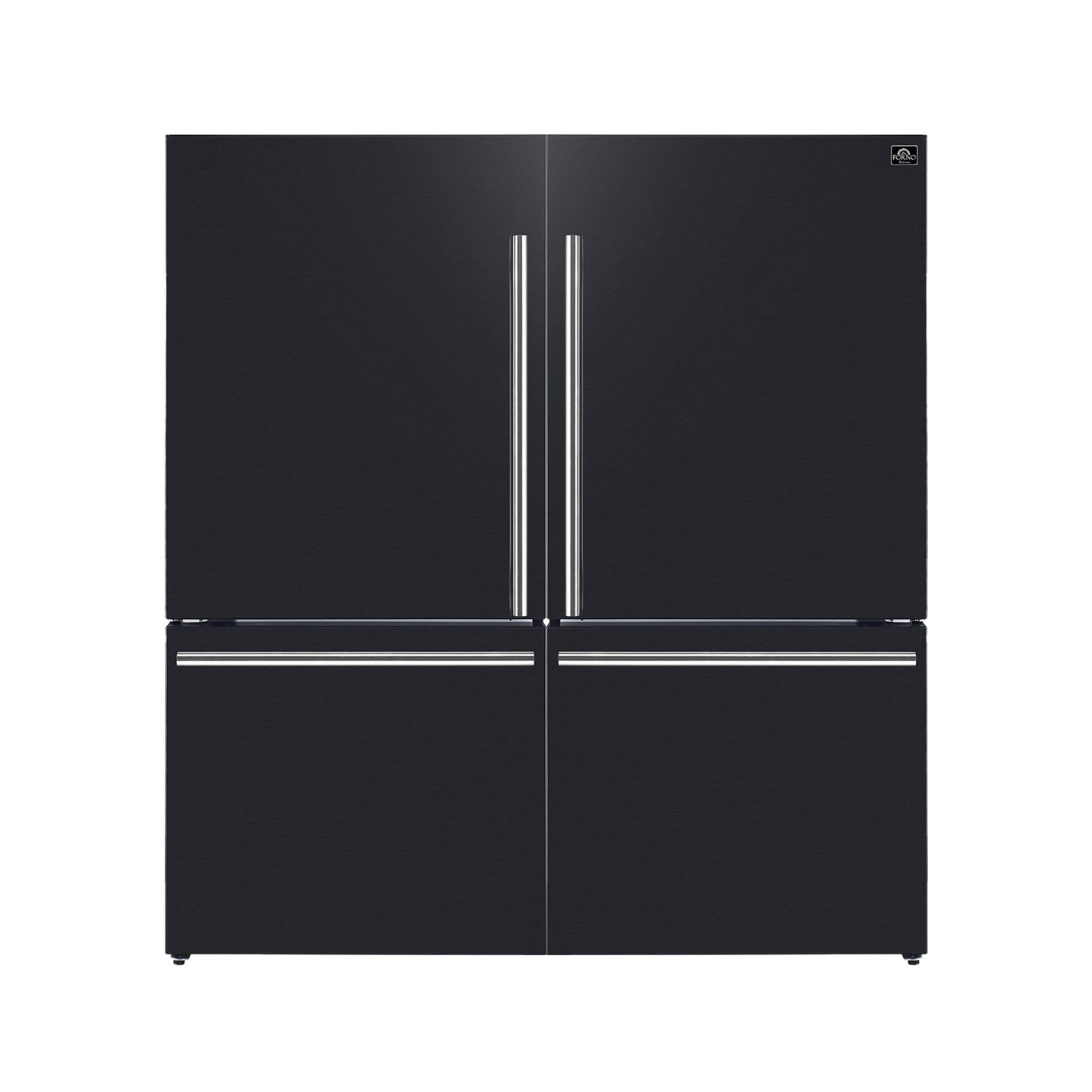 Forno Milano 2-Piece 62-Inch Freestanding Dual Bottom Freezer Refrigerator in Black – 34.4 cu.ft, Touch Control, Ice Maker - Forno Appliances