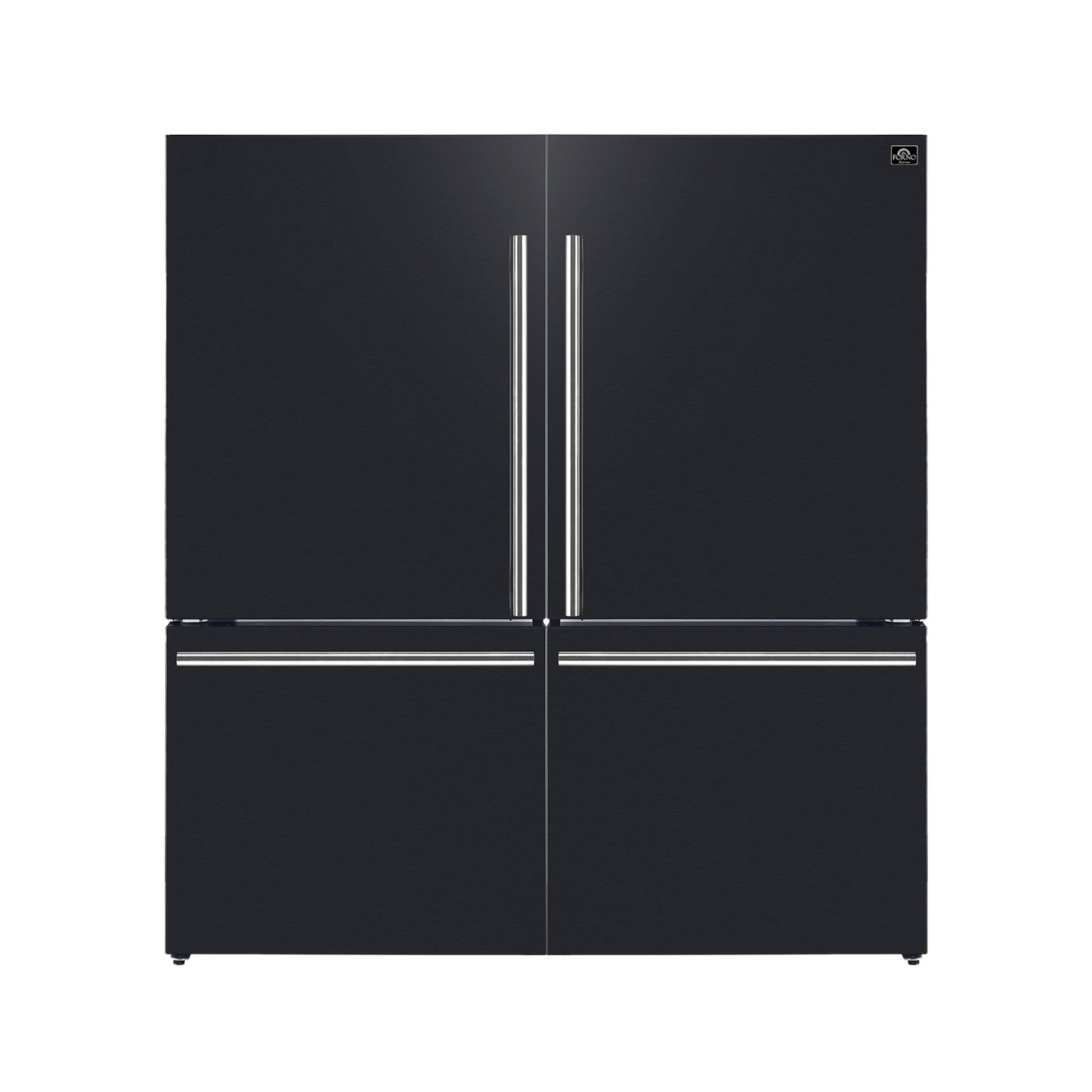 Forno Milano 2-Piece 62-Inch Freestanding Dual Bottom Freezer Refrigerator in Black – 34.4 cu.ft, Touch Control, Ice Maker - Forno Appliances