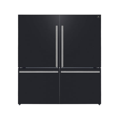 Forno Milano 2-Piece 62-Inch Freestanding Dual Bottom Freezer Refrigerator in Black – 34.4 cu.ft, Touch Control, Ice Maker - Forno Appliances