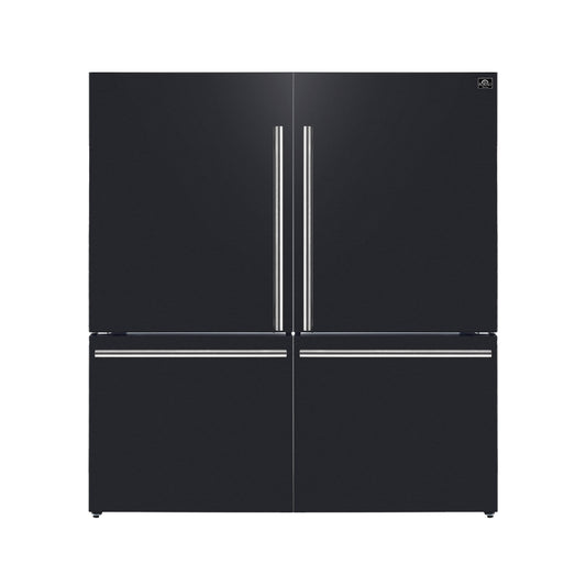 Forno Milano 2-Piece 62-Inch Freestanding Dual Bottom Freezer Refrigerator in Black – 34.4 cu.ft, Touch Control, Ice Maker - Forno Appliances