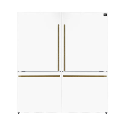Forno Milano 2-Piece 62-Inch Freestanding Dual Bottom Freezer Refrigerator, White – 34.4 cu.ft, Touch Control, Ice Maker - Forno Appliances