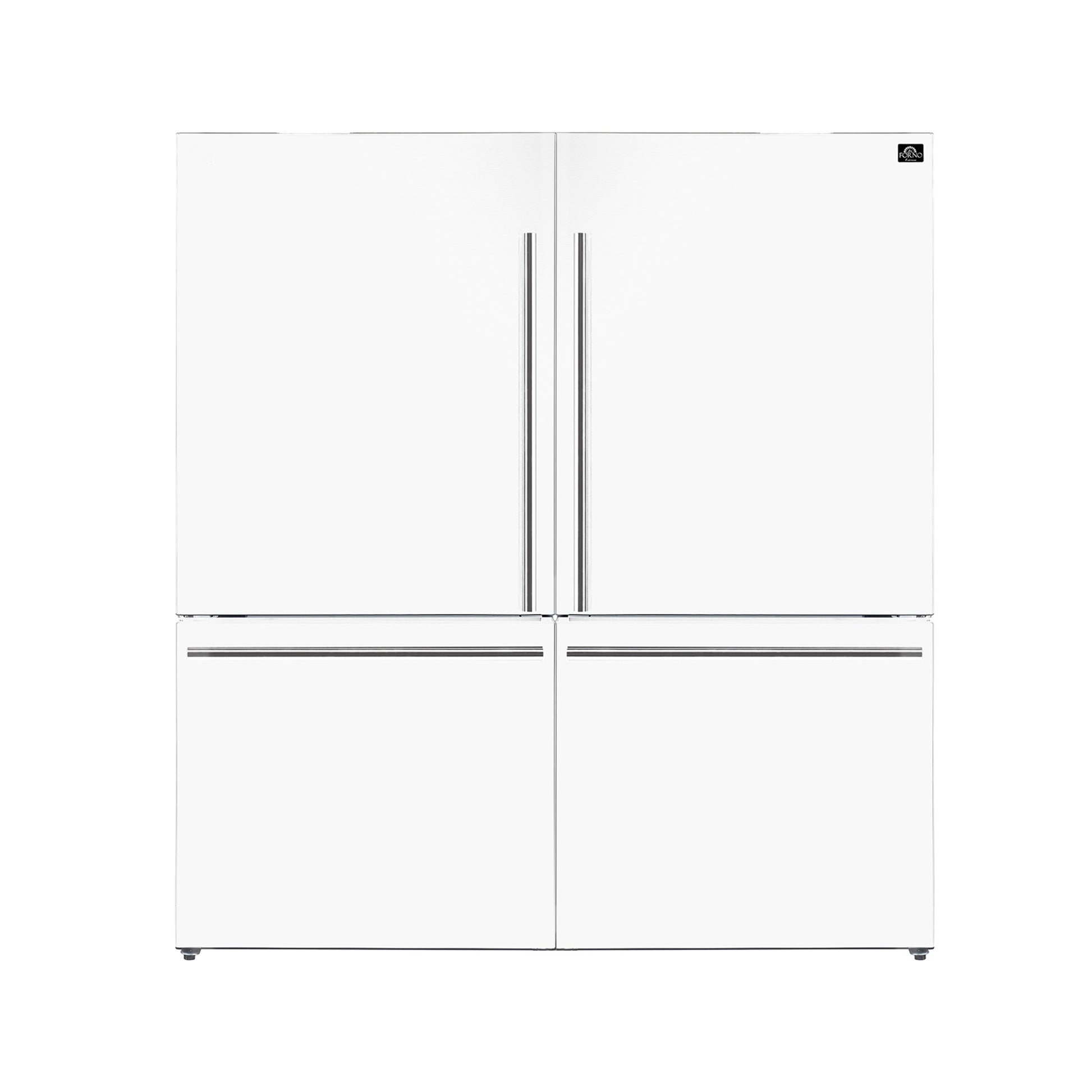 Forno Milano 2-Piece 62-Inch Freestanding Dual Bottom Freezer Refrigerator, White – 34.4 cu.ft, Touch Control, Ice Maker - Forno Appliances