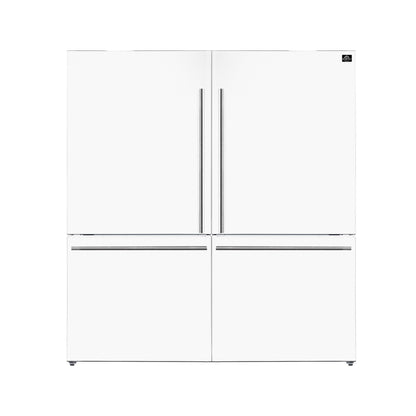 Forno Milano 2-Piece 62-Inch Freestanding Dual Bottom Freezer Refrigerator, White – 34.4 cu.ft, Touch Control, Ice Maker - Forno Appliances