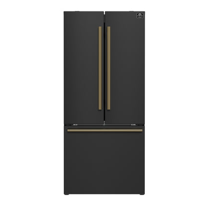 FORNO 2-Piece Black Kitchen Bundle - 30" Electric Range and 31" Bottom Freezer Refrigerator - Forno Appliances