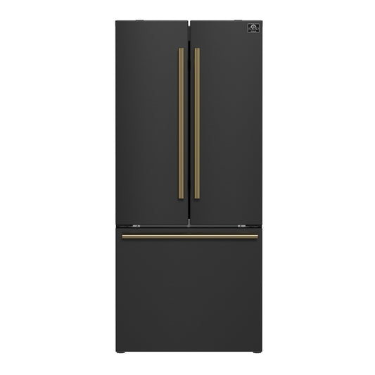 FORNO 2-Piece Black Kitchen Bundle - 30" Electric Range and 31" Bottom Freezer Refrigerator - Forno Appliances