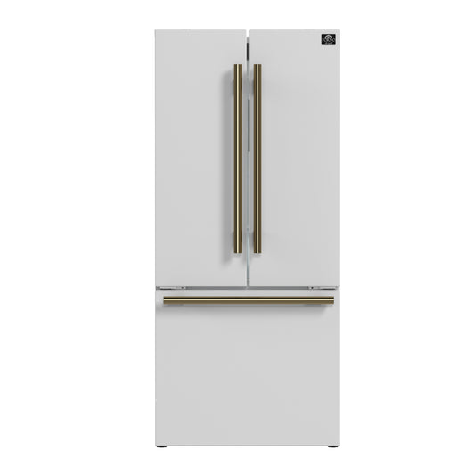 FORNO 2-Piece White Kitchen Bundle - 30" Induction Range and 31" Bottom Freezer Refrigerator - Forno Appliances