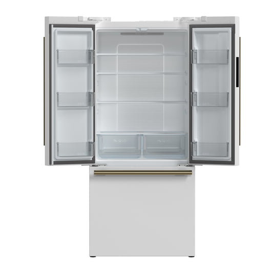 FORNO 2-Piece White Kitchen Bundle - 30" Induction Range and 31" Bottom Freezer Refrigerator - Forno Appliances