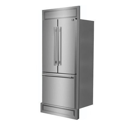 Forno Gallipoli 30-Inch French Door Refrigerator, 17.5 cu.ft Capacity, Modern Decorative Grill, 34-Inch Width, Stainless Steel, No Frost Technology, Energy Efficient - Forno Appliances