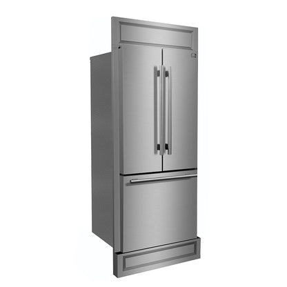Forno Gallipoli 30-Inch French Door Refrigerator, 17.5 cu.ft Capacity, Modern Decorative Grill, 34-Inch Width, Stainless Steel, No Frost Technology, Energy Efficient - Forno Appliances