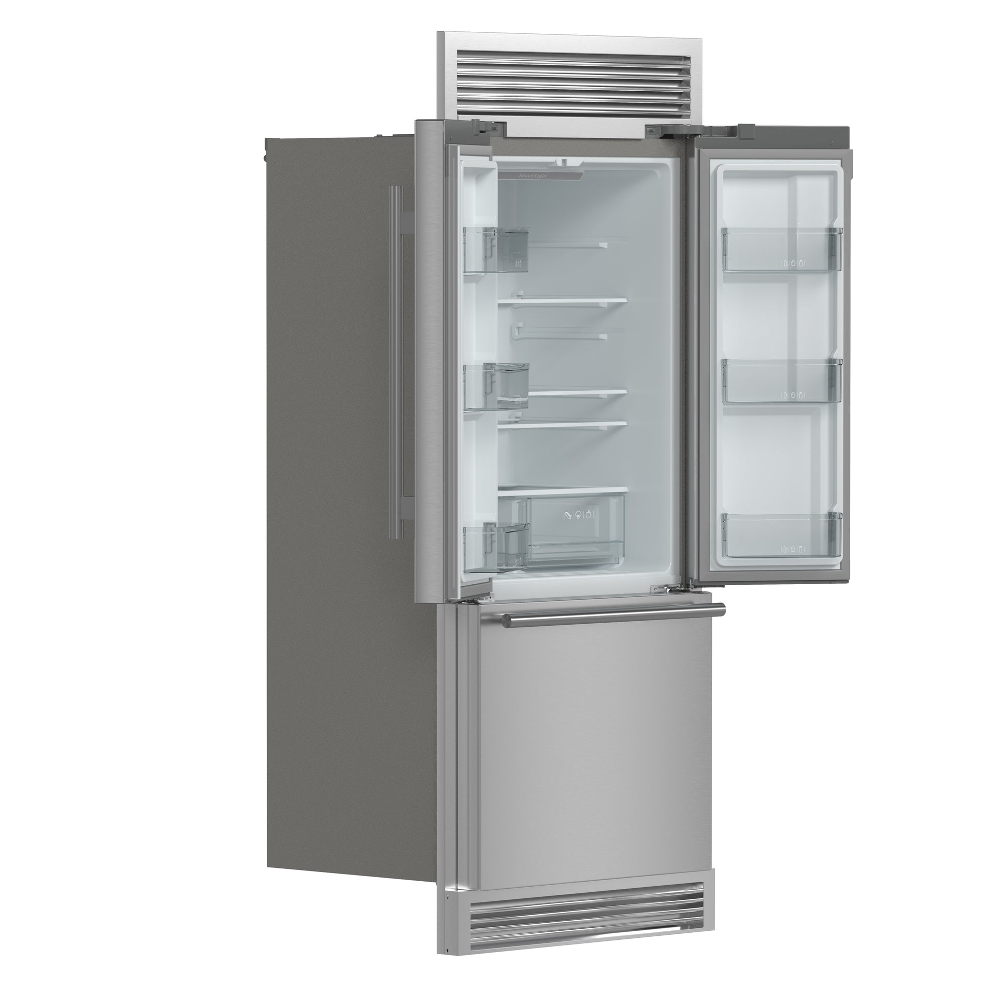 Forno Gallipoli 30-Inch French Door Refrigerator, 17.5 cu.ft Capacity, Decorative Grill, 34-Inch Width, Stainless Steel, No Frost Technology, Energy Efficient - Forno Appliances