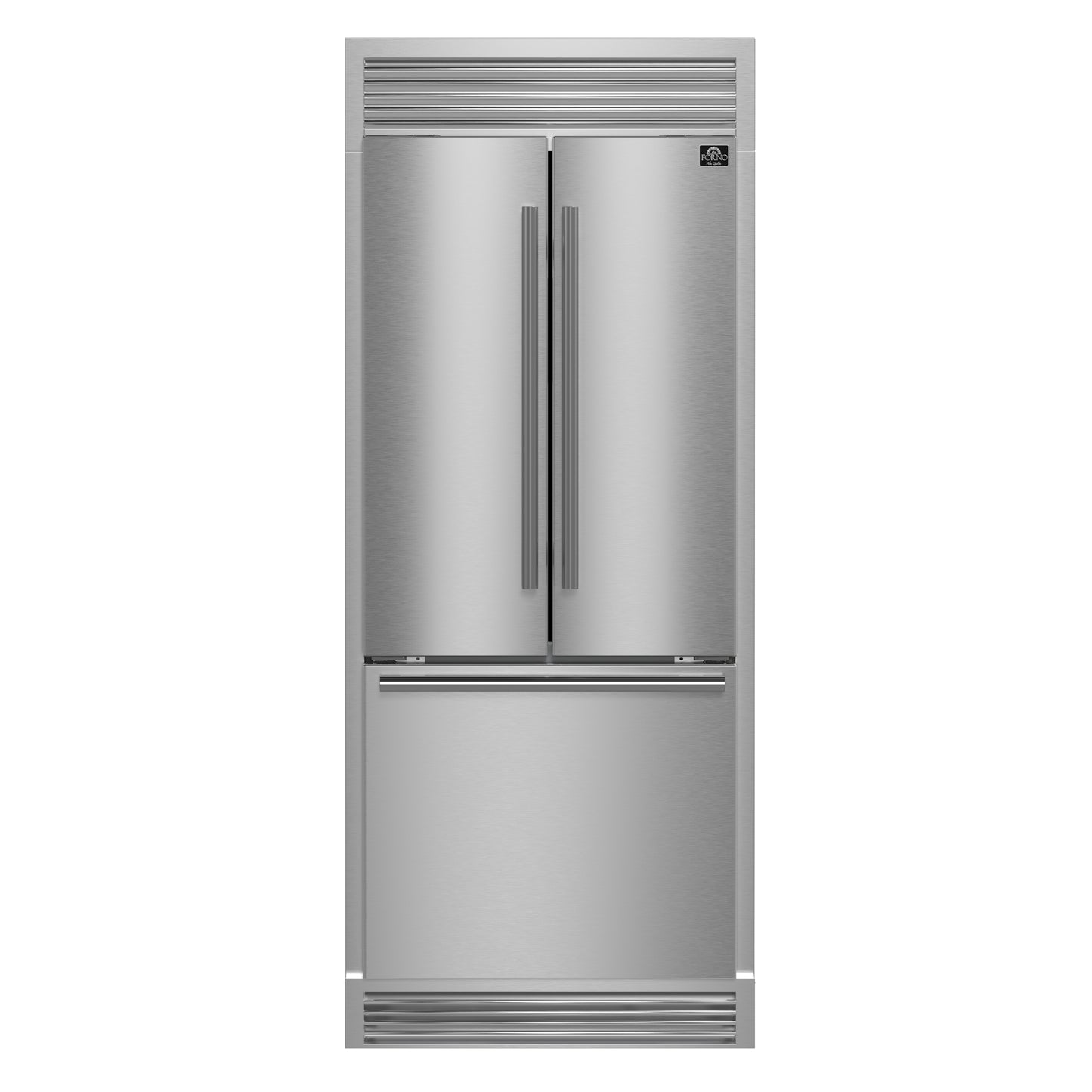 Forno Gallipoli 30-Inch French Door Refrigerator, 17.5 cu.ft Capacity, Decorative Grill, 34-Inch Width, Stainless Steel, No Frost Technology, Energy Efficient - Forno Appliances