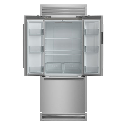 Forno Gallipoli 30-Inch French Door Refrigerator, 17.5 cu.ft Capacity, Decorative Grill, 34-Inch Width, Stainless Steel, No Frost Technology, Energy Efficient - Forno Appliances