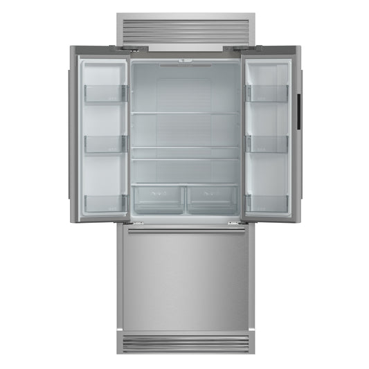 Forno Gallipoli 30-Inch French Door Refrigerator, 17.5 cu.ft Capacity, Decorative Grill, 34-Inch Width, Stainless Steel, No Frost Technology, Energy Efficient - Forno Appliances
