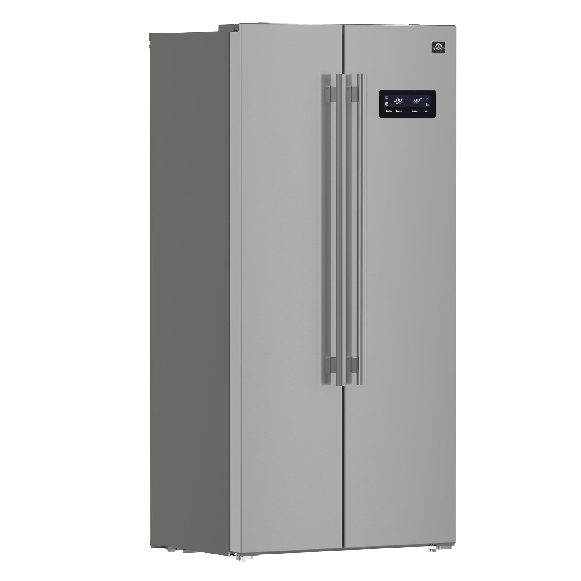 Forno Salerno 33-Inch Side-by-Side Stainless Steel Refrigerator, 15.6 cu.ft, ENERGY STAR Certified - Forno Appliances