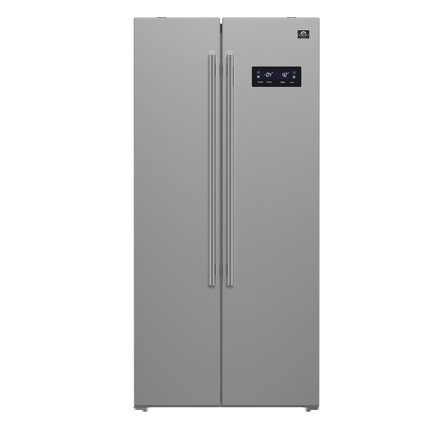 Forno Salerno 33-Inch Side-by-Side Stainless Steel Refrigerator, 15.6 cu.ft, ENERGY STAR Certified - Forno Appliances
