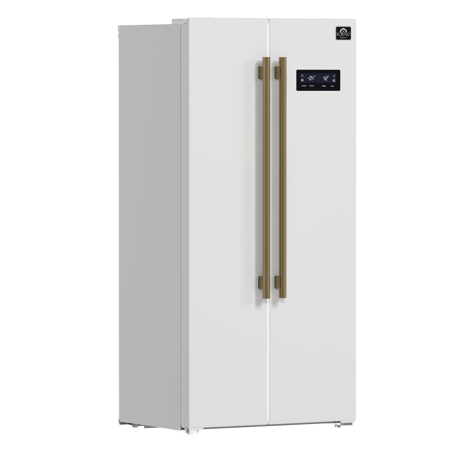 Forno Salerno Espresso 33-Inch White Side-by-Side Refrigerator, 15.6 Cu. Ft., Energy-Efficient, No Frost, Modern Design - Forno Appliances