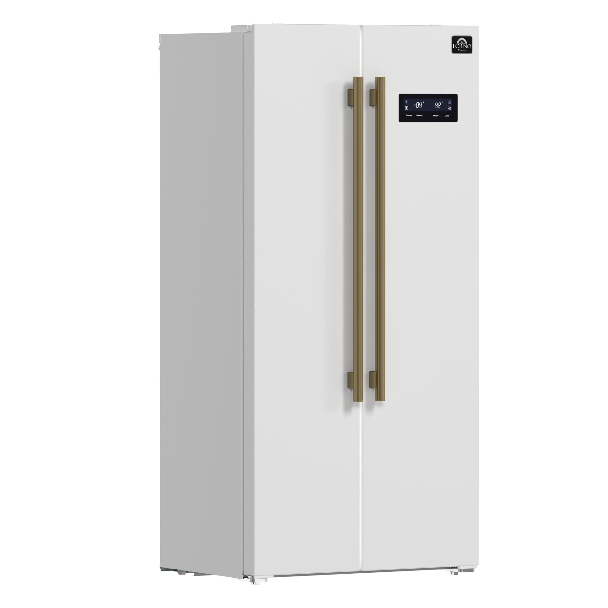 Forno Salerno Espresso 33-Inch White Side-by-Side Refrigerator, 15.6 Cu. Ft., Energy-Efficient, No Frost, Modern Design - Forno Appliances
