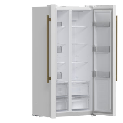 Forno Salerno Espresso 33-Inch White Side-by-Side Refrigerator, 15.6 Cu. Ft., Energy-Efficient, No Frost, Modern Design - Forno Appliances