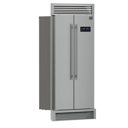 Forno Salerno 37-Inch Built-In Stainless Steel Refrigerator, 15.6 cu.ft, Decorative Grill, ENERGY STAR Certified - Forno Appliances