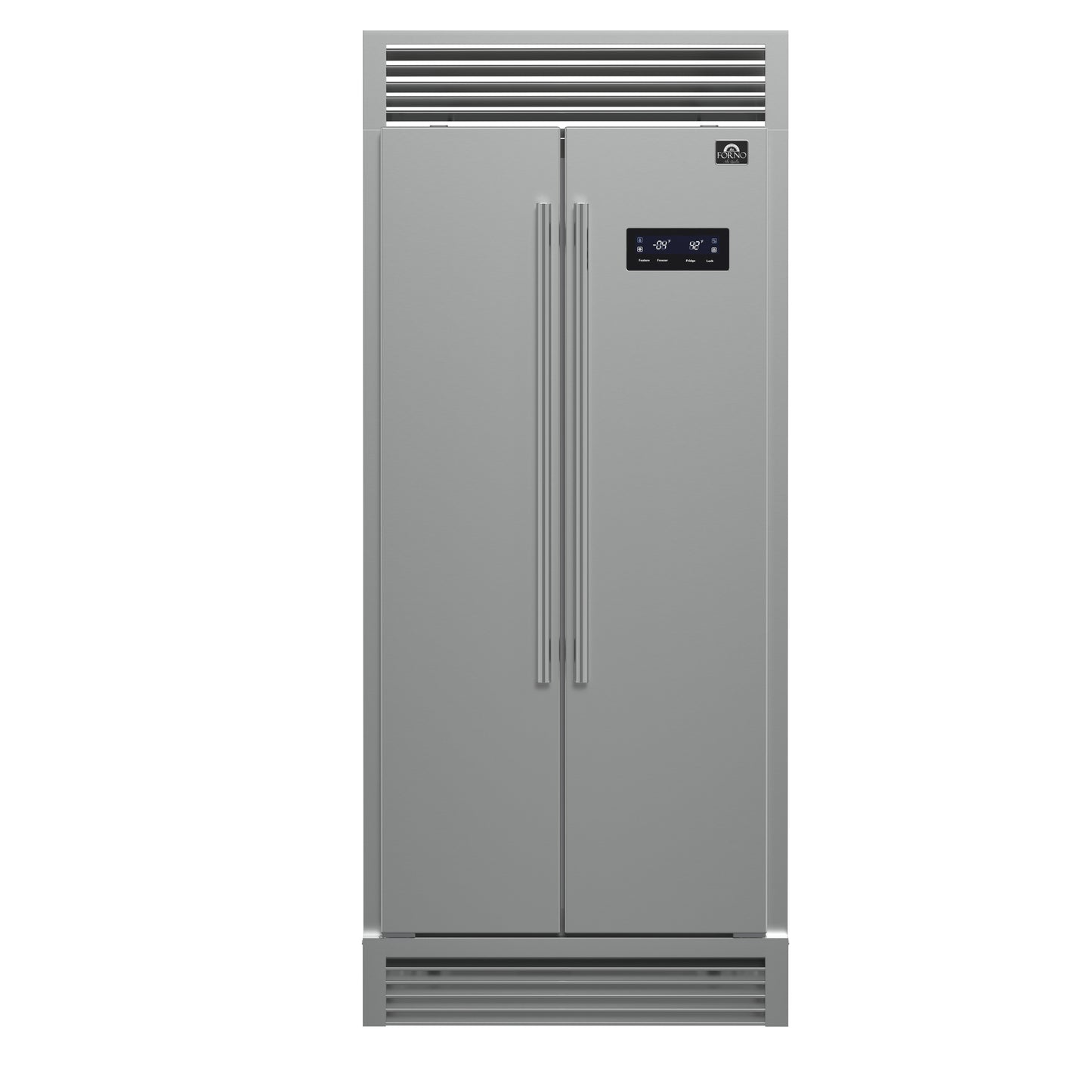 Forno Salerno 37-Inch Built-In Stainless Steel Refrigerator, 15.6 cu.ft, Decorative Grill, ENERGY STAR Certified - Forno Appliances