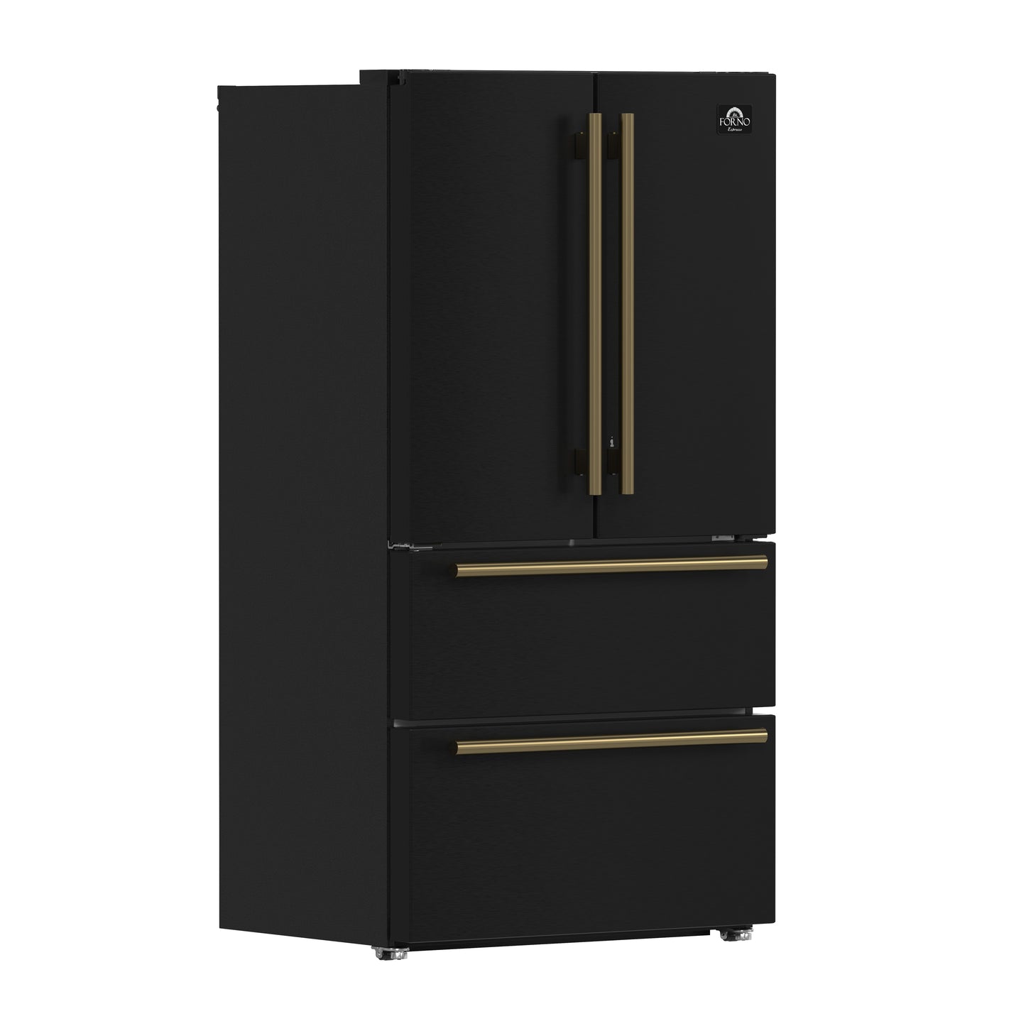 FORNO 2-Piece Black Kitchen Bundle - 30" Induction Range and 36" Bottom Freezer Refrigerator - Forno Appliances