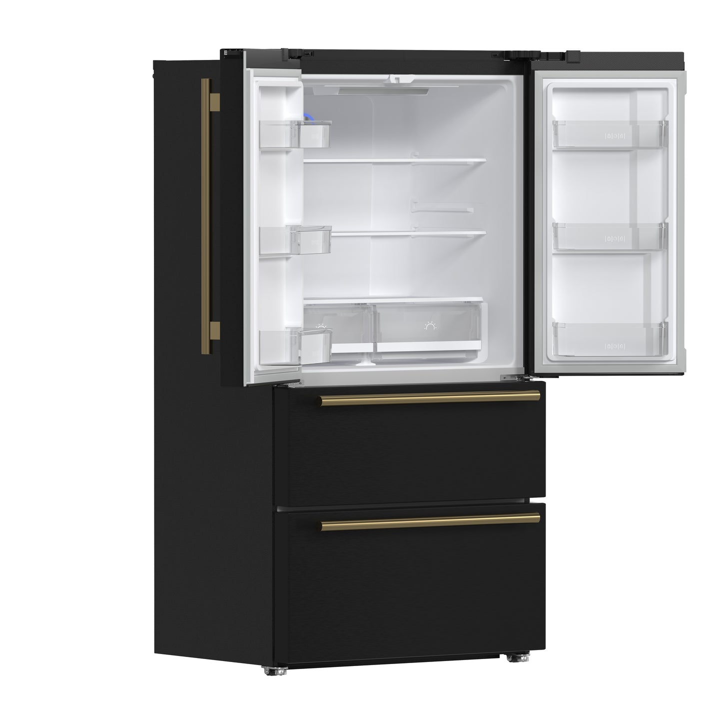 FORNO 2-Piece Black Kitchen Bundle - 30" Induction Range and 36" Bottom Freezer Refrigerator - Forno Appliances
