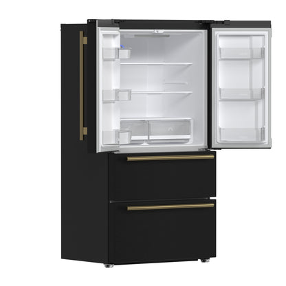 FORNO 2-Piece Black Kitchen Bundle - 30" Induction Range and 36" Bottom Freezer Refrigerator - Forno Appliances