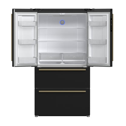 FORNO 2-Piece Black Kitchen Bundle - 30" Induction Range and 36" Bottom Freezer Refrigerator - Forno Appliances