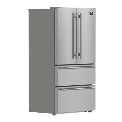 FORNO 2-Piece SS Kitchen Bundle - 30" Induction Range and 36" Bottom Freezer Refrigerator - Forno Appliances