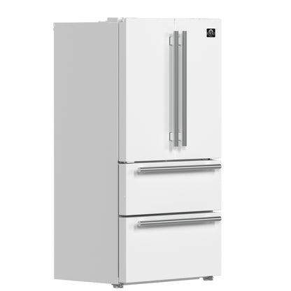Forno Moena Espresso 36-Inch White French Door Refrigerator, 19.2 Cu. Ft., Frost-Free, Automatic Ice Maker, ENERGY STAR Certified - Forno Appliances