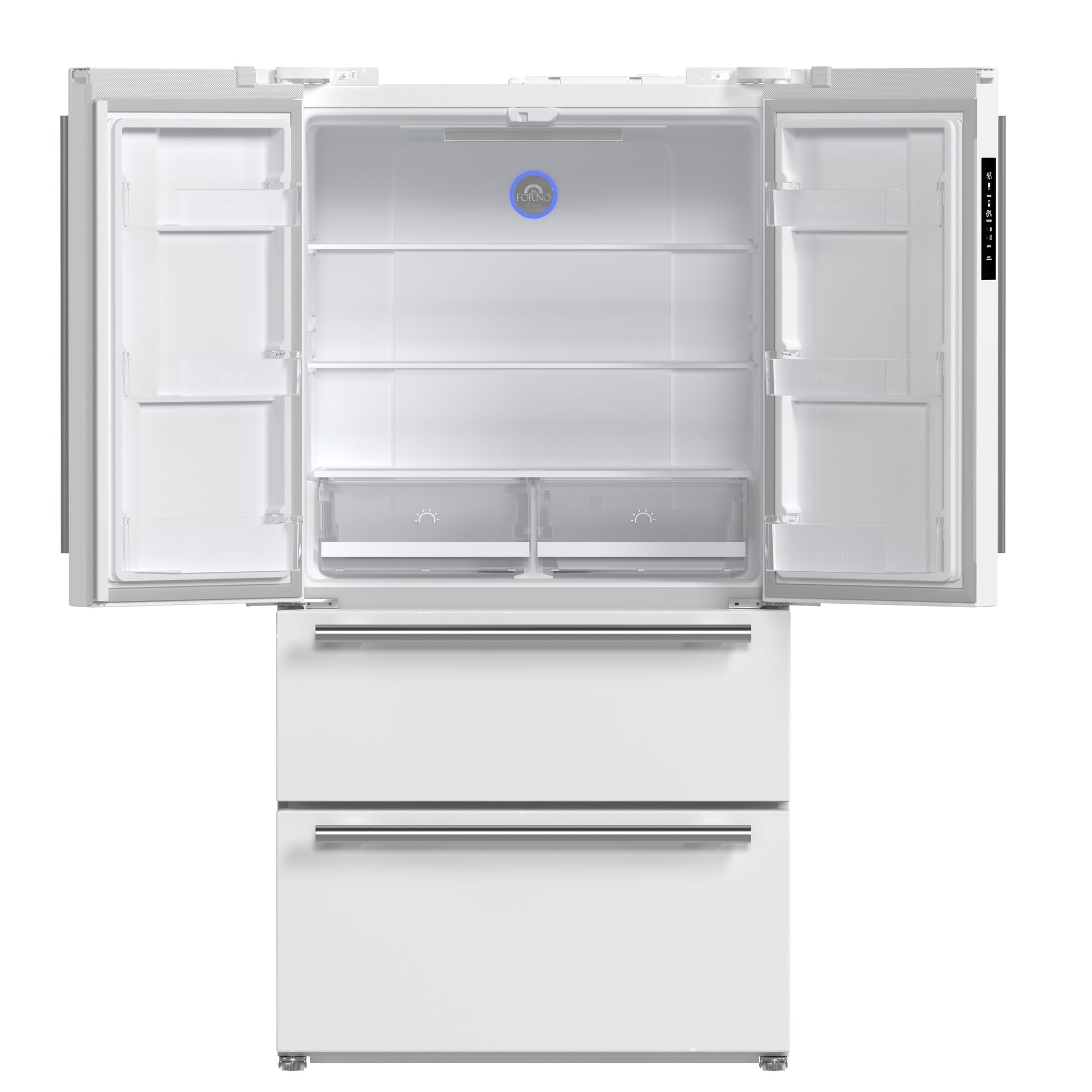 Forno Moena Espresso 36-Inch White French Door Refrigerator, 19.2 Cu. Ft., Frost-Free, Automatic Ice Maker, ENERGY STAR Certified - Forno Appliances