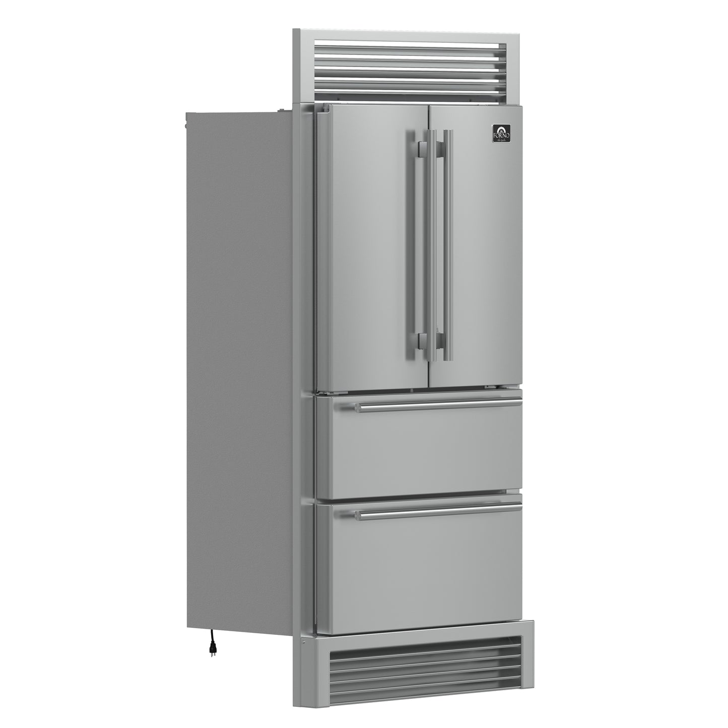 Forno Moena 40-Inch French Door Refrigerator, Stainless Steel, 19.2 cu.ft, Decorative Grill, ENERGY STAR Certified - Forno Appliances