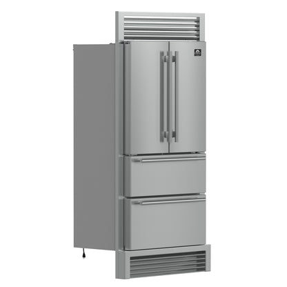 Forno Moena 40-Inch French Door Refrigerator, Stainless Steel, 19.2 cu.ft, Decorative Grill, ENERGY STAR Certified - Forno Appliances