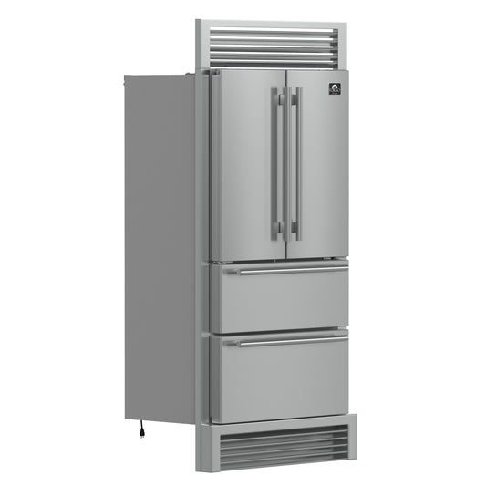Forno Moena 40-Inch French Door Refrigerator, Stainless Steel, 19.2 cu.ft, Decorative Grill, ENERGY STAR Certified - Forno Appliances