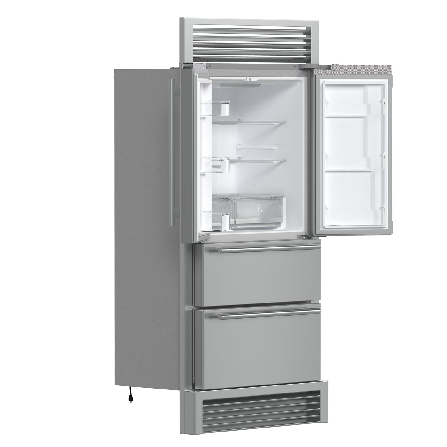 Forno Moena 40-Inch French Door Refrigerator, Stainless Steel, 19.2 cu.ft, Decorative Grill, ENERGY STAR Certified - Forno Appliances